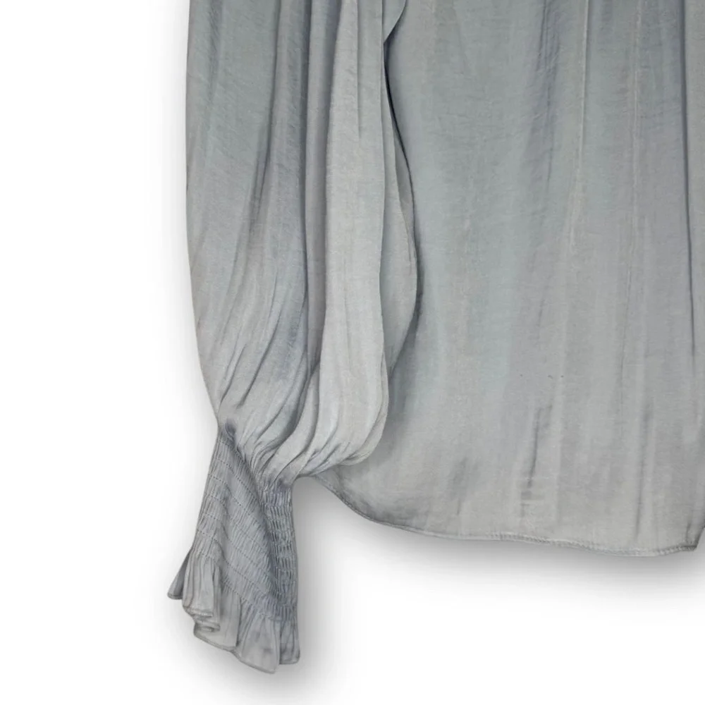 Rebecca Taylor Sateen Tie Top Sky Blue - Picture 6 of 9